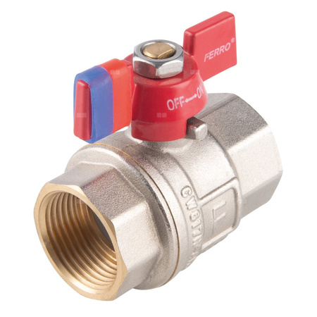 Zawór kulowy FERRO F-POWER 3/8'' GW, uchwyt: motylek