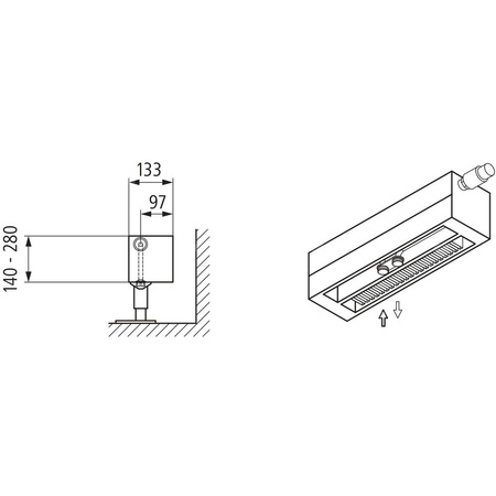 Konwektor Kermi V-Konvektor Typ32 BH280x133x1000mm QN1363, weiß, 6 bar, o. Abd., Vent. re