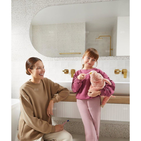 Bateria Malaga, umywalkowa, podtynkowa, ścienna, PVD brushed light gold