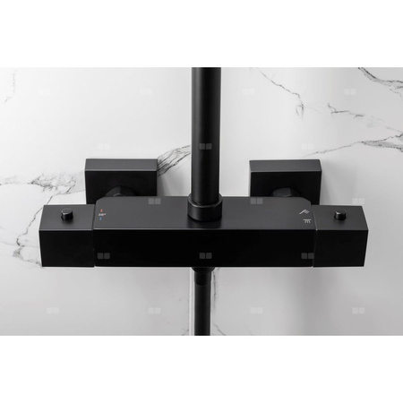 Zestaw natryskowy przesuwny KFA Armatura LOGON czarny, wąż 1500 mm, z deszczownicą