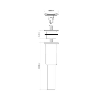 Spust umywalkowy "klik-klak" kwadratowy DEKORACYJNY 11/4"x60mm CHROM