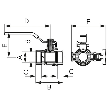 Zawór kulowy FERRO F-POWER 3/4'' GW, uchwyt: dźwignia