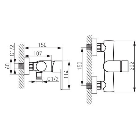 Bateria natryskowa ścienna FERRO ALGEO BLACK, kolor czarny