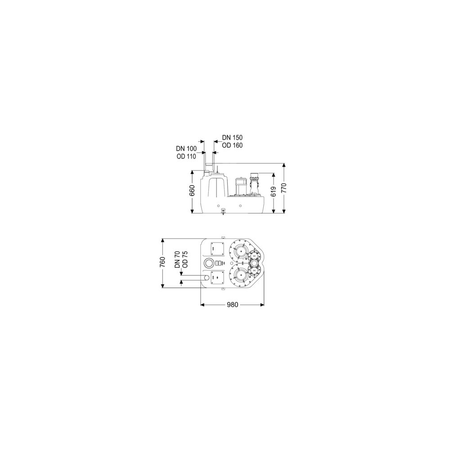 Przepompownia Aqualift XL Duo, 1400-S3, 230 V, 200 l, bez zasuwy odcinającej