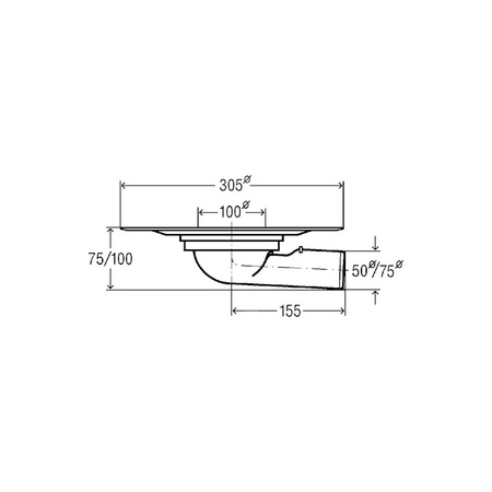 Advantix-odpływ balkonowy/tarasowy korpus nr wzoru 4943.21 DN: 70 wydajność odpływu przy wysokości spiętrzenia 35 mm (wg PN-EN 1253): 3 odpływ poziomy