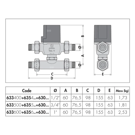 Trójdrożny zawór strefowy tłokowy 3/4" 6,19