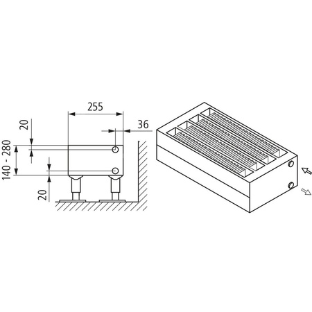 Konwektor Kermi Konvektor Typ54 BH140x255x2000mm QN2972, weiß, 6bar, o. Abd., AB Uni.