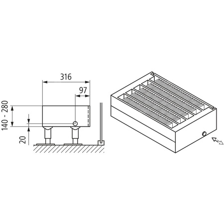 Konwektor Kermi Kon m. Str. Typ55 BH140x316x1300mm QN2335, weiß, 6bar, o. Abd., AB Uni.