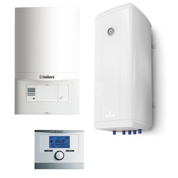 Pakiet - Kocioł gazowy jednofunkcyjny VAILLANT ecoTEC pro VC 146/5-3 kondensacyjny wiszący 5.9-15.3 kW + Czujnik c.w.u. + Regulator calorMATIC 350 + Zasobnik c.w.u Vulcan 120L wiszący