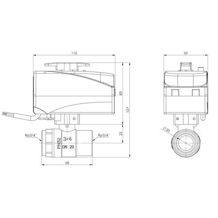 Zawór wodny AFRISO BEV 24 V AC GW 3/4'' x GW 3/4''