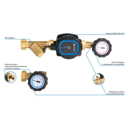 Grupa pompowa AFRISO BPS 990 AP nakrętka x GW 1'' x 3/4'', z pompą obiegową AFRISO APH 160 15-7/130 mm