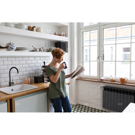 Bateria zlewozmywakowa stojąca KFA Armatura NEDA, obrot. wylewka, kolor czarny, mosiądz