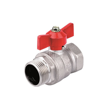 Zawór kulowy PERFEXIM PHA-004 mosiądz niklowany, PN30 1'' GZ x GW, uchwyt: motylek (niebieski)