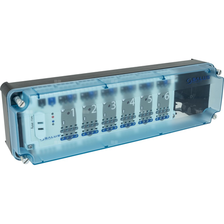 SALUS StartPack Standard - zestaw przewodowego sterowania ogrzewaniem podłogowym bez zarządzania przez Internet: KL06-M, PL07, 4 x VS30W.