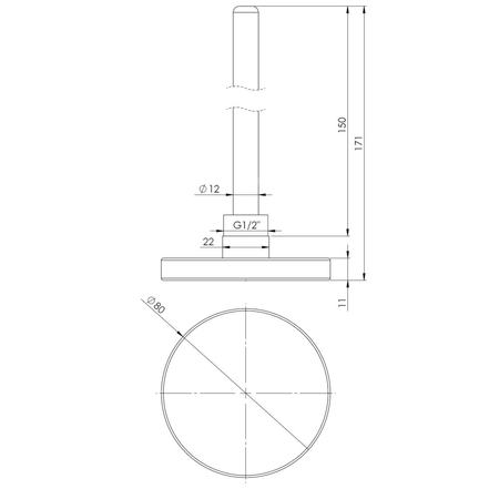 Termometr bimetaliczny AFRISO BiTh fi 80 mm -20…60'C tuleja 150 mm połączenie ax