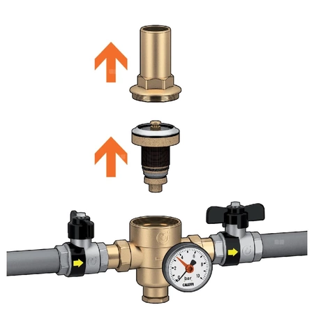 Regulator ciśnienia CALEFFI 5360, GZ 1/2'', 25 bar z manometrem