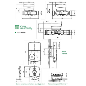 Ciepłomierz T330 qp 1,5 m3/h, redukcja 1/2"/M10 - powrót