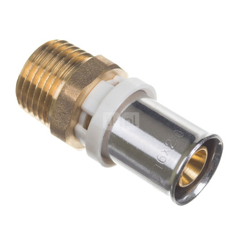 Złączka prosta zaprasowywana QIK XPRT, mosiądz, 3/4'' x 20 mm (GZ x złącze zaprasowywane)